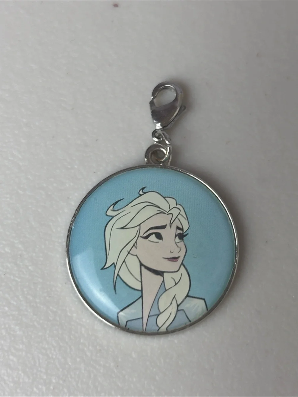 Disney Frozen Light Blue Elsa  Animated Round Pendant Charm